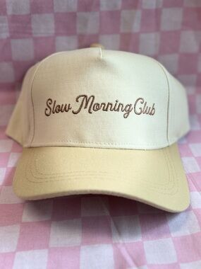 Slow Morning Club Embroidered Baseball Cap - Cream